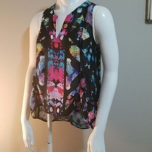 Nicole Miller Black, Pink, & Blue Tank Top (XS)